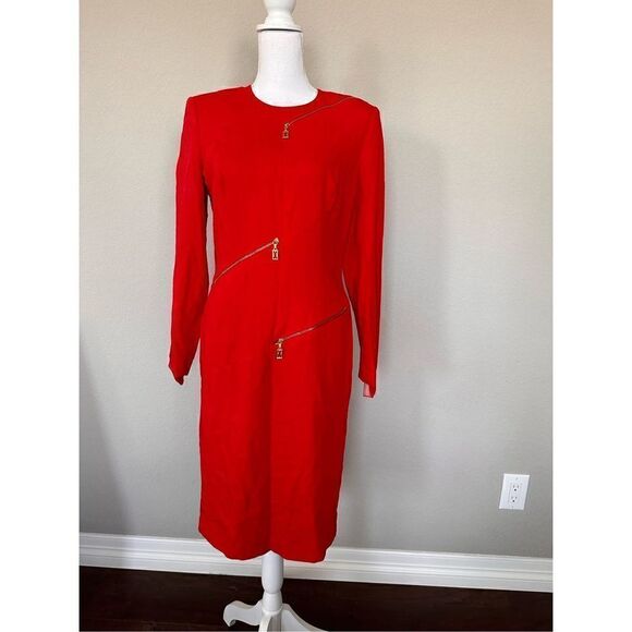 Vintage Escada Margaretha Ley Wool Red Dress - Picture 1 of 11